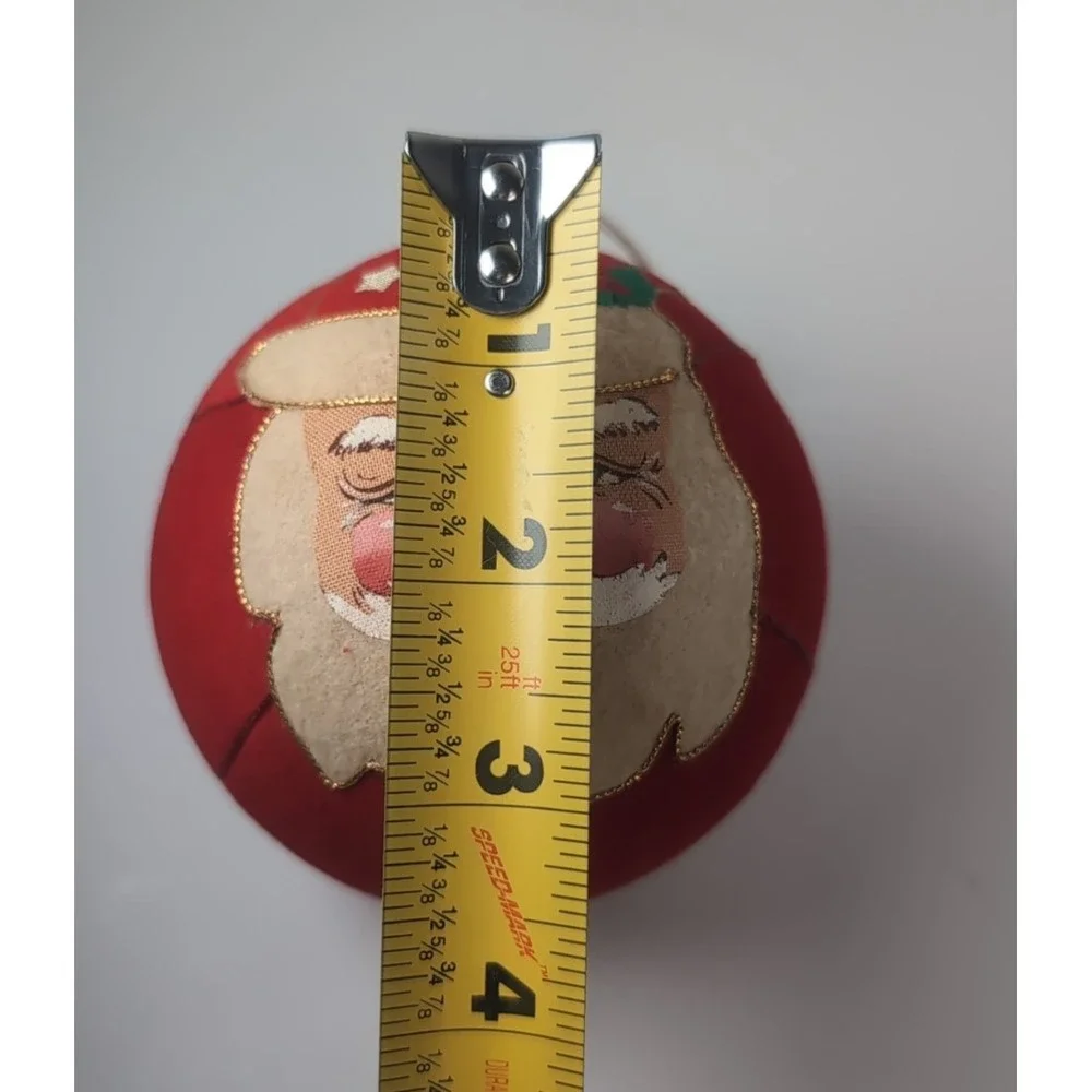 1980's Vintage Annalee Santa Head Ornament Red Hat & Holly Christmas Decor